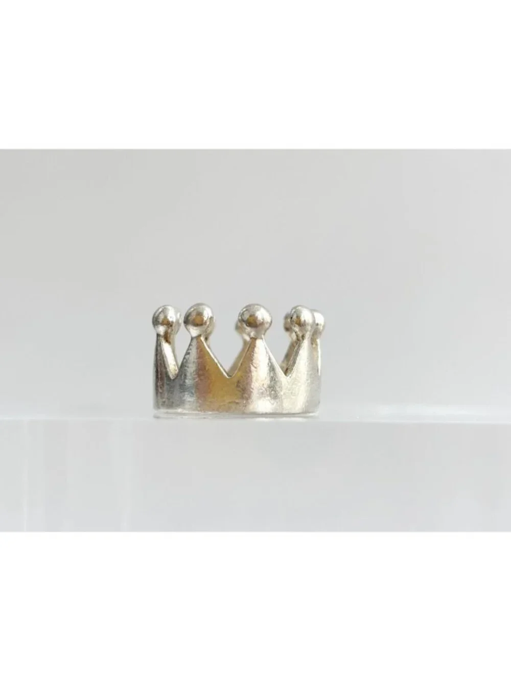Crown Shaped Polished Bright Minimalist Sterling Silver 925 Vintage Ring - sz 6